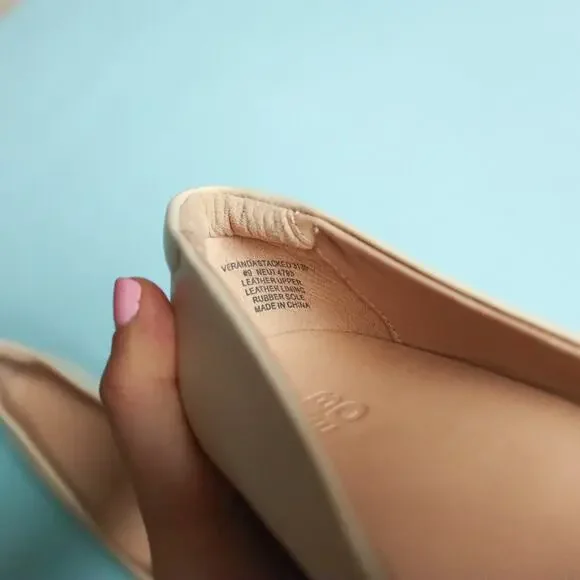 NWOT Abeo Veranda Stacked Cream Leather Almond Toe Wedge Heels Size 9 - Picture 8 of 9